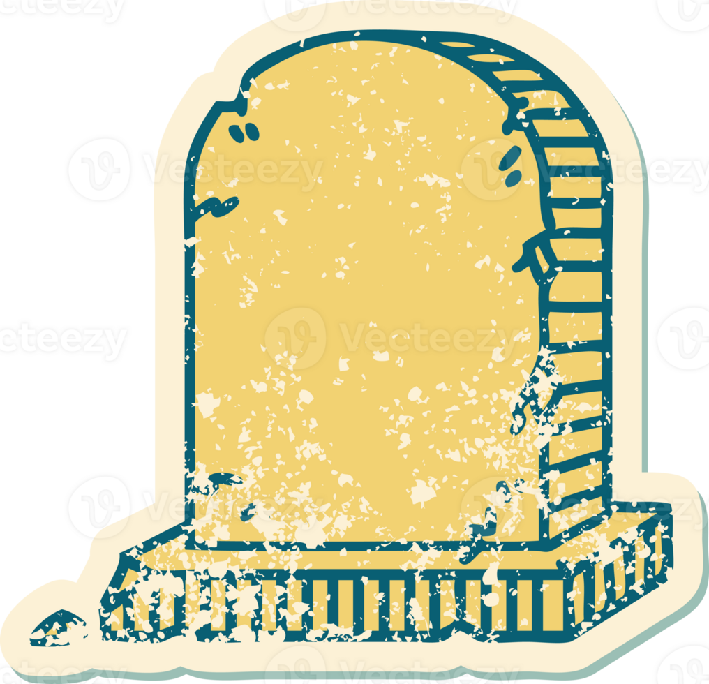 distressed sticker tattoo style icon of a grave stone png