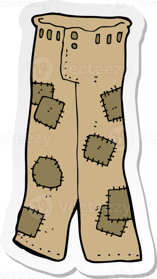 autocollant d'un vieux pantalon patché de dessin animé png