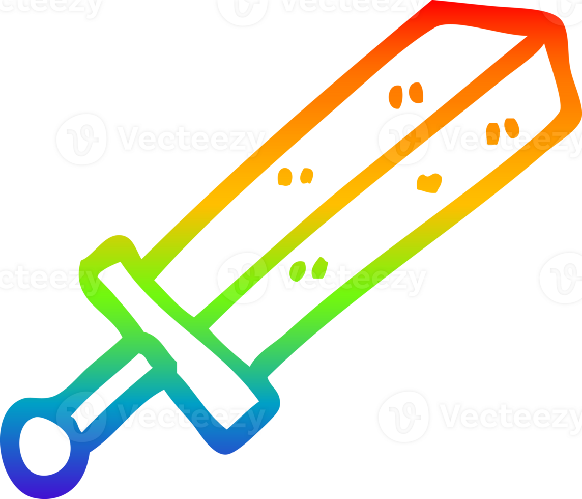 rainbow gradient line drawing cartoon sword png