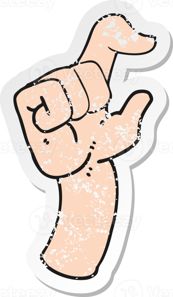 retro distressed sticker of a cartoon hand making smallness gesture png