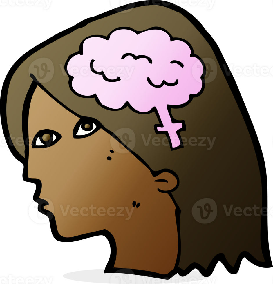 cartoon female head with brain symbol png