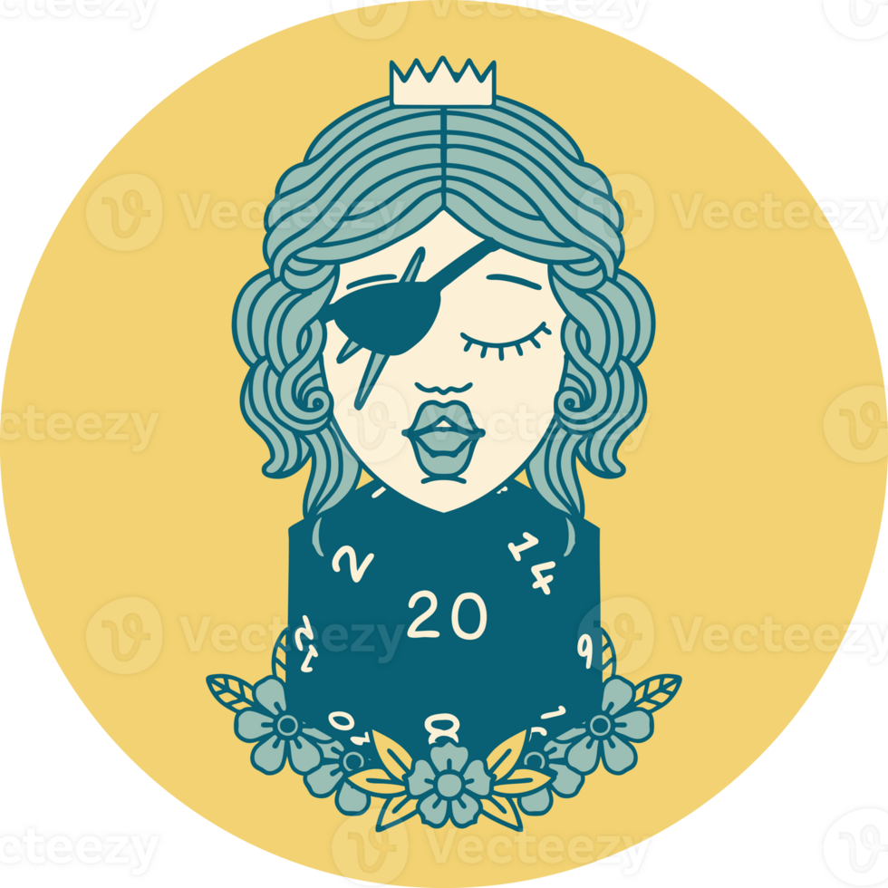 human rogue with natural twenty dice roll icon png