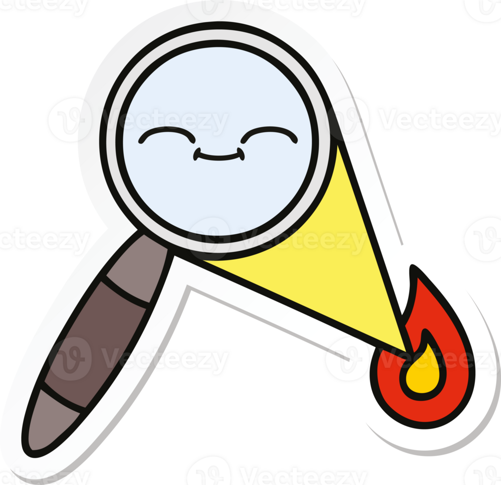 sticker of a cute cartoon magnifying glass png