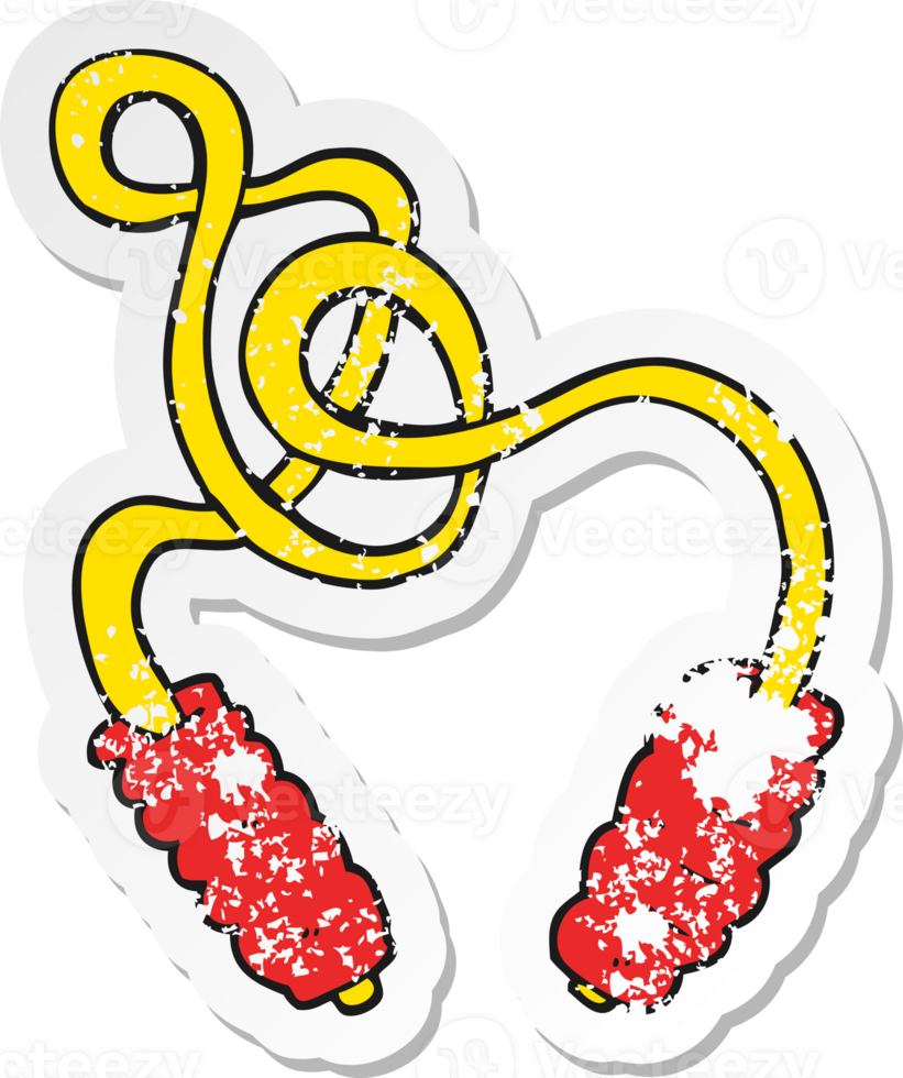 retro distressed sticker of a cartoon skipping rope png