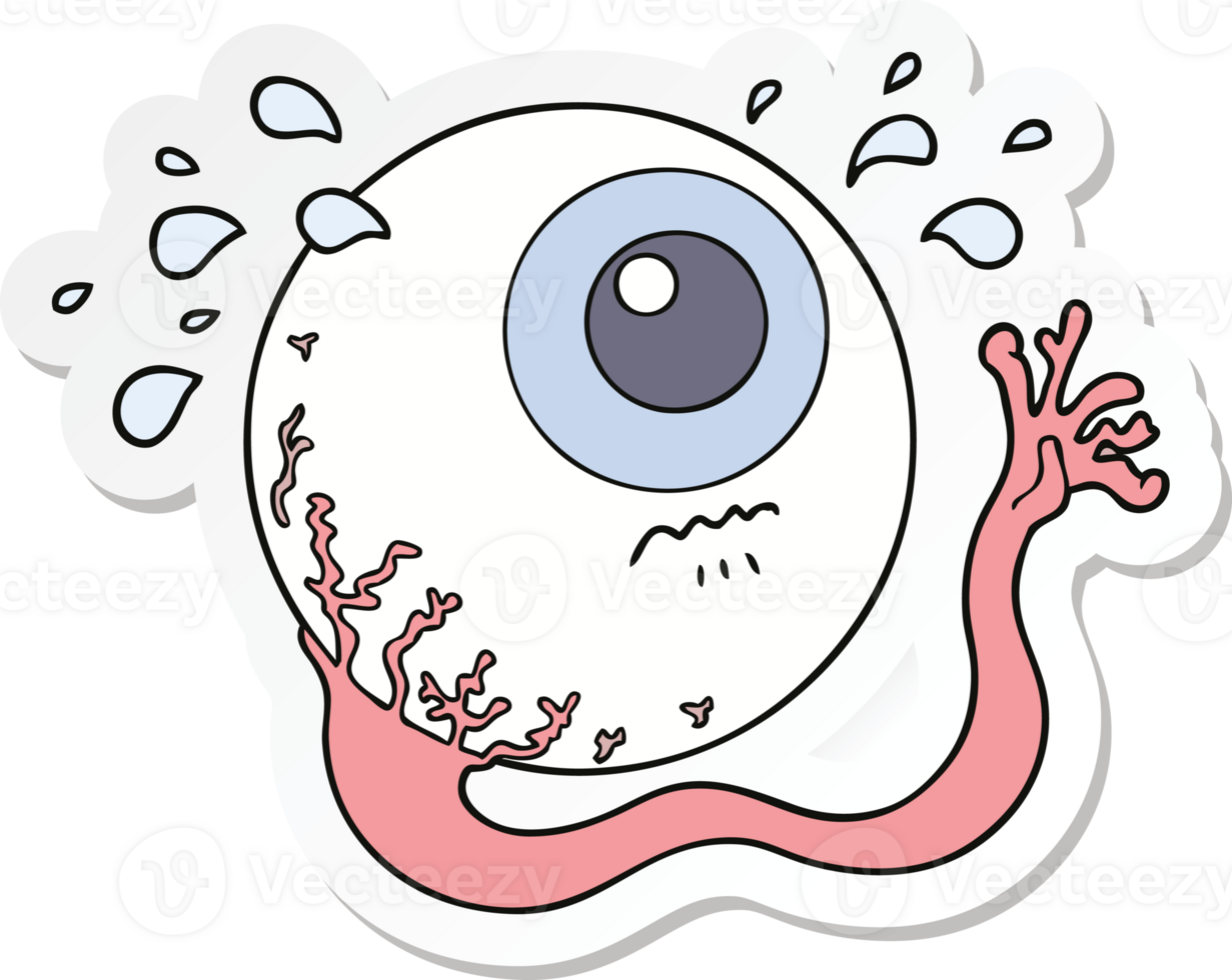 sticker of a cartoon eyeball crying png