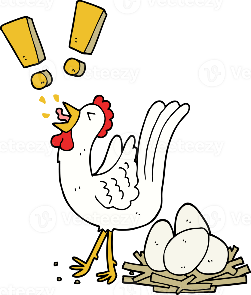 cartoon chicken laying egg png