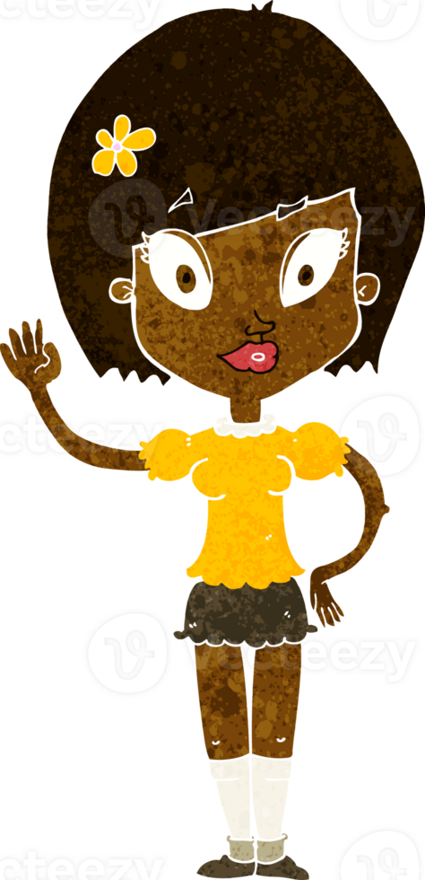 cartoon pretty girl waving png
