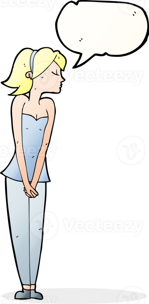 cartoon pretty woman with speech bubble png
