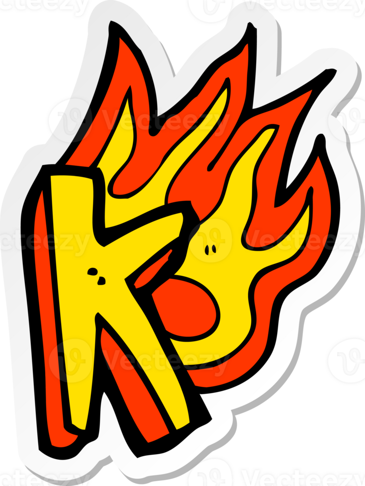 sticker of a cartoon flaming letter png