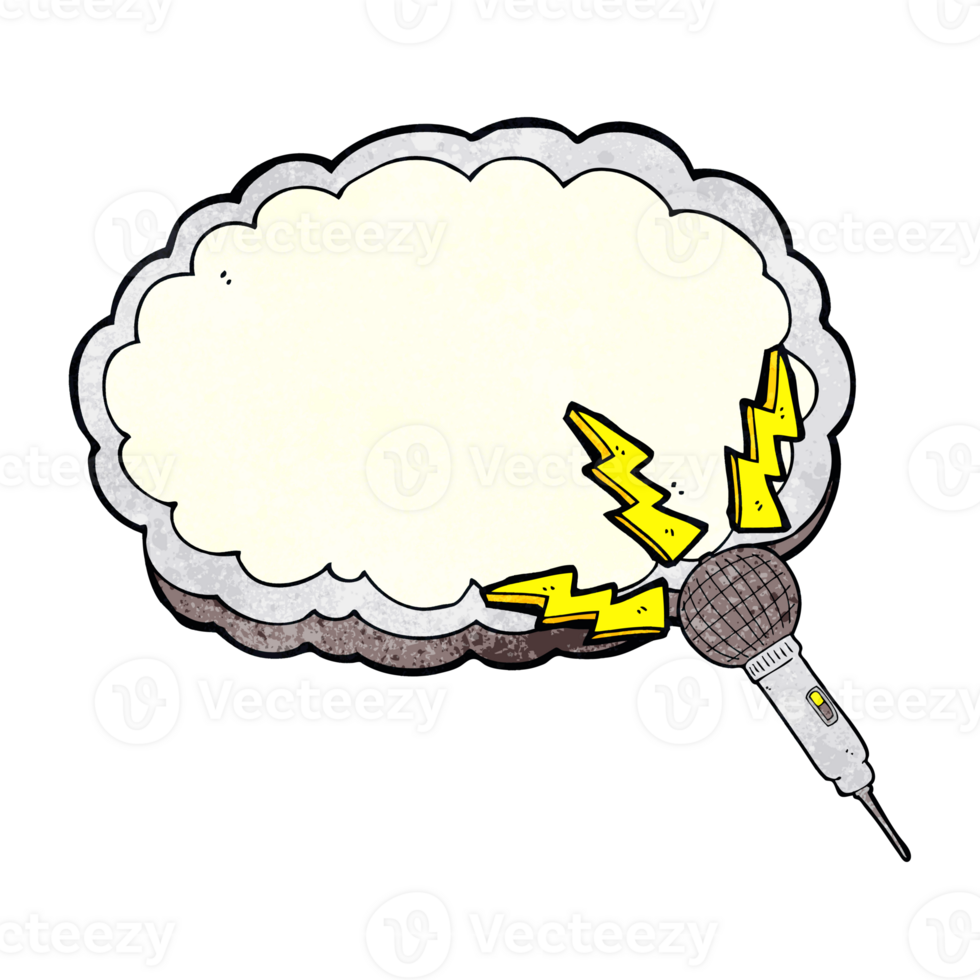 cartoon microphone and space for text cloud png