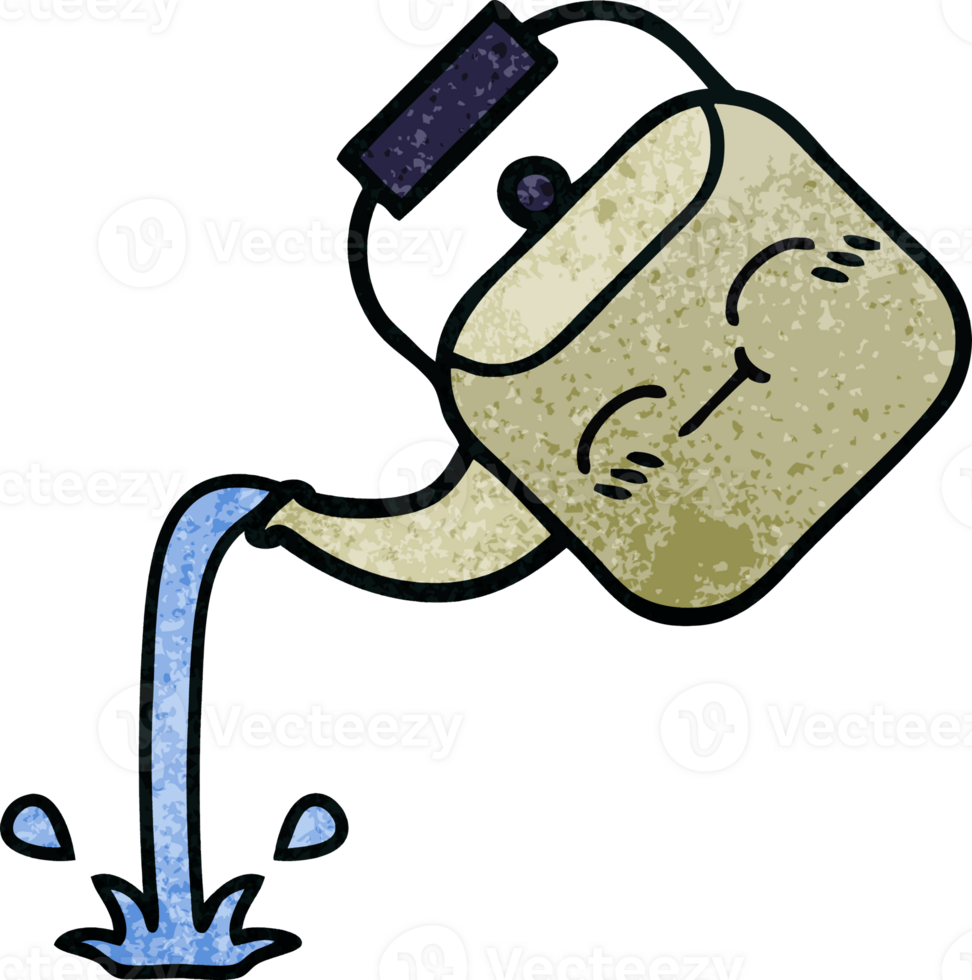 retro grunge texture cartoon pouring kettle png