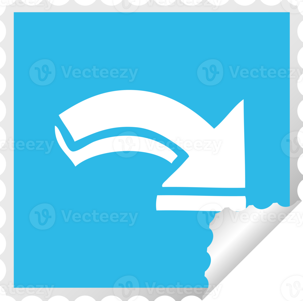 square peeling sticker cartoon pointing arrow png