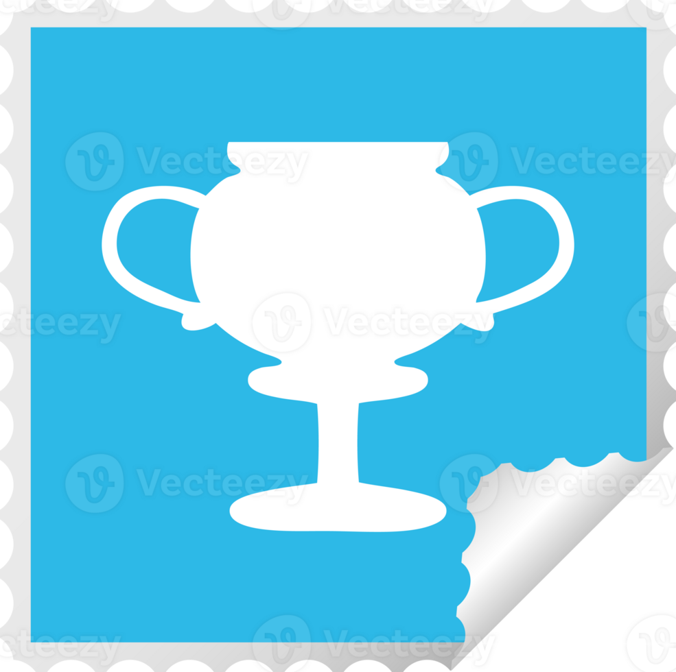 square peeling sticker cartoon gold trophy png