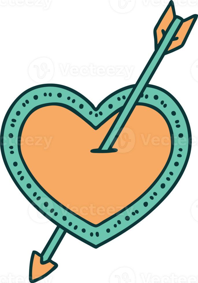 tattoo style icon of an arrow and heart png