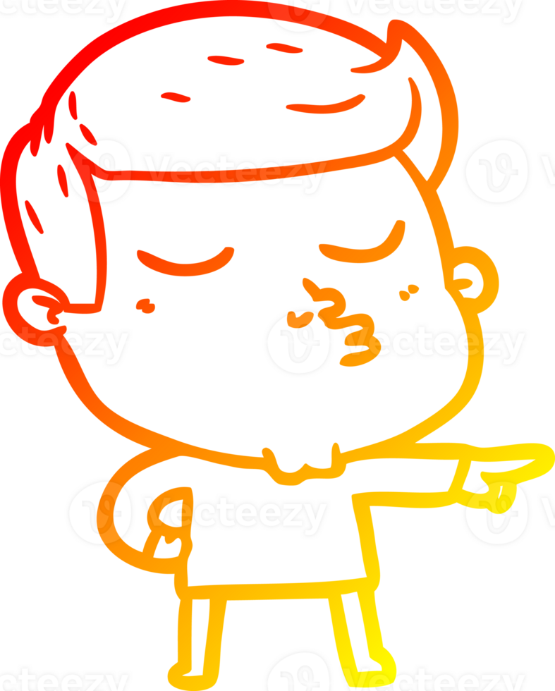 warm gradient line drawing cartoon model guy pouting png