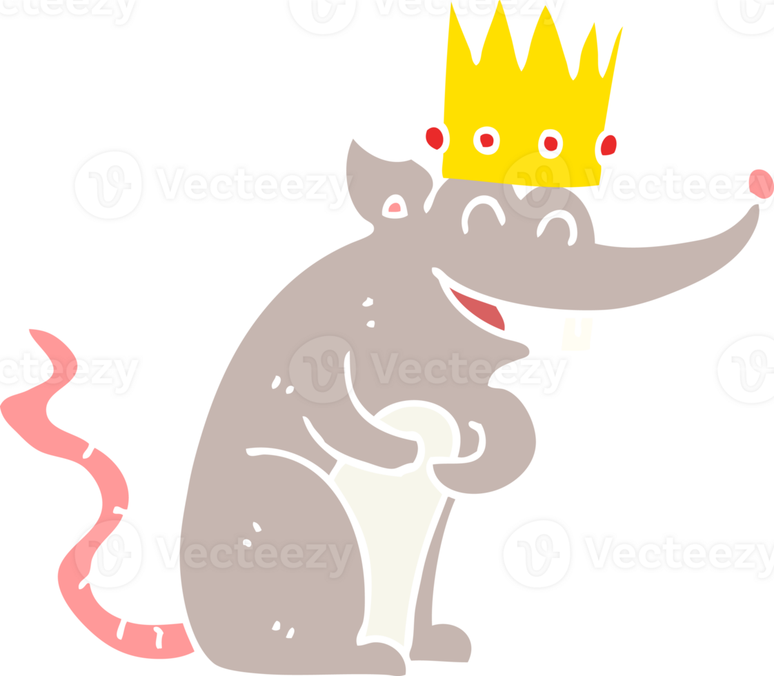 flat color style cartoon rat king laughing png
