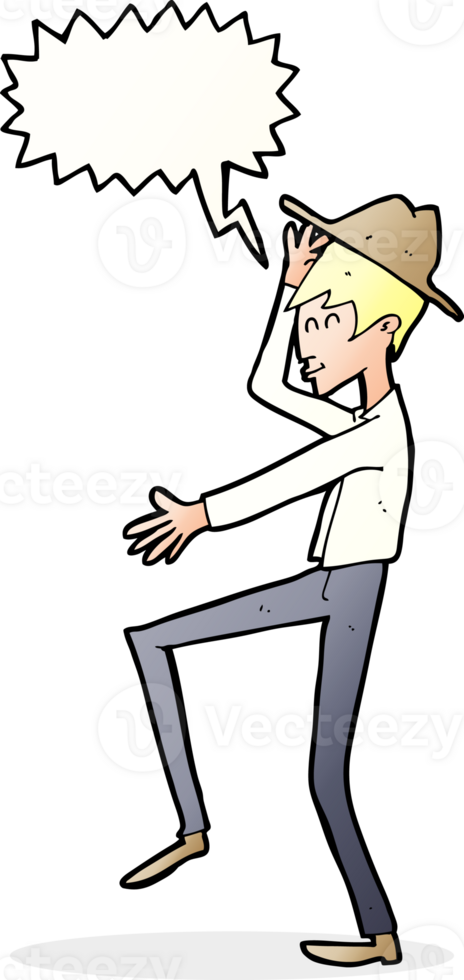 cartoon fashionable man with speech bubble png