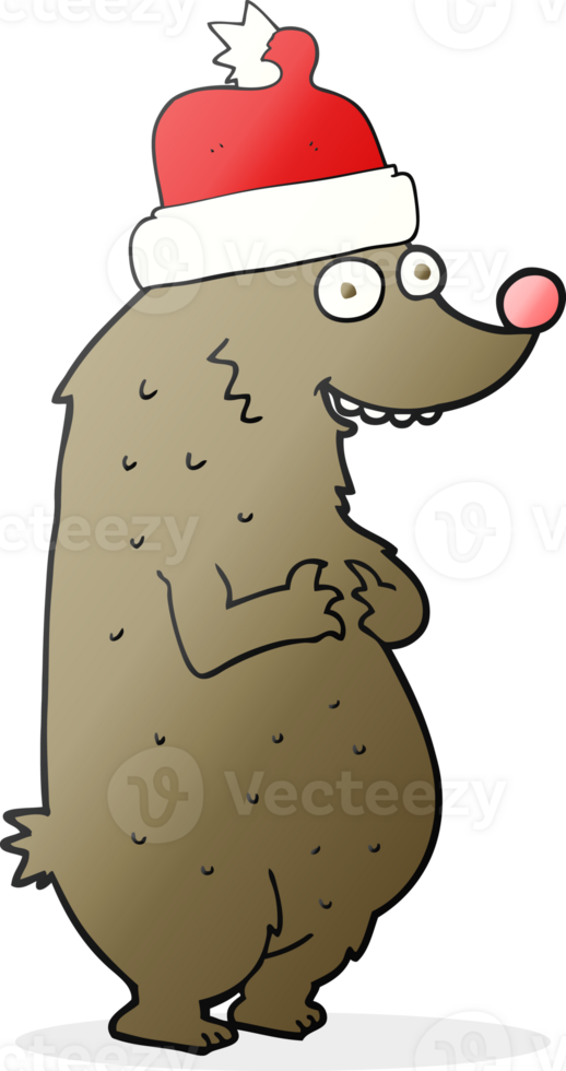 cartoon bear wearing christmas hat png