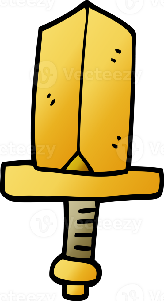 cartoon doodle gold dagger png