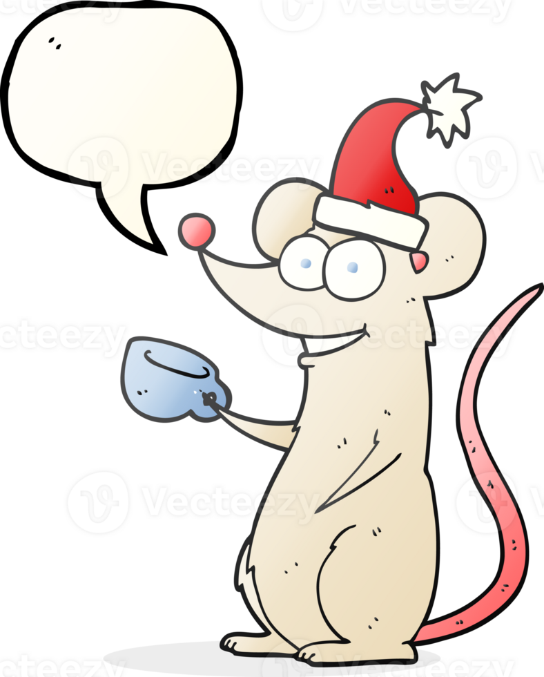 speech bubble cartoon mouse wearing christmas hat png