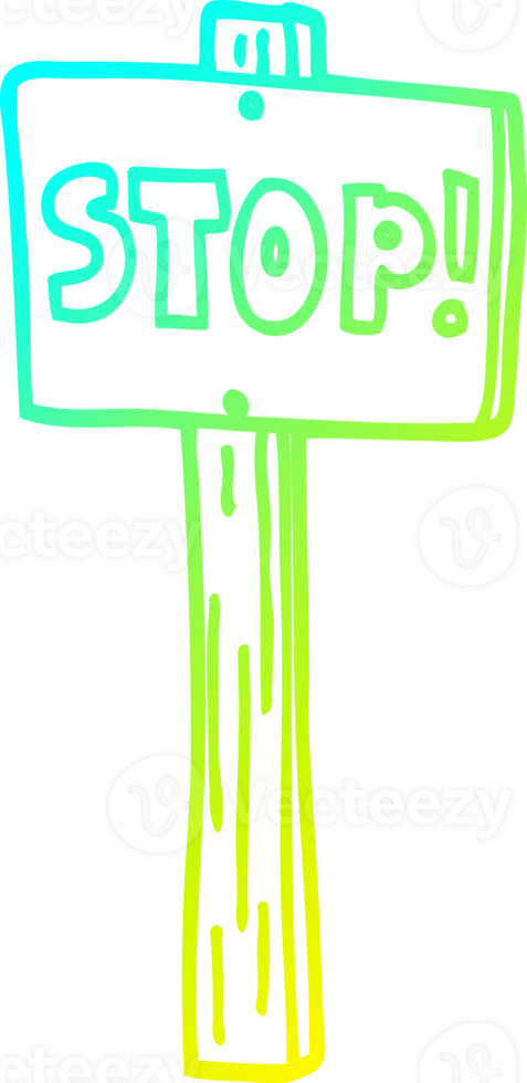 cold gradient line drawing cartoon road sign png
