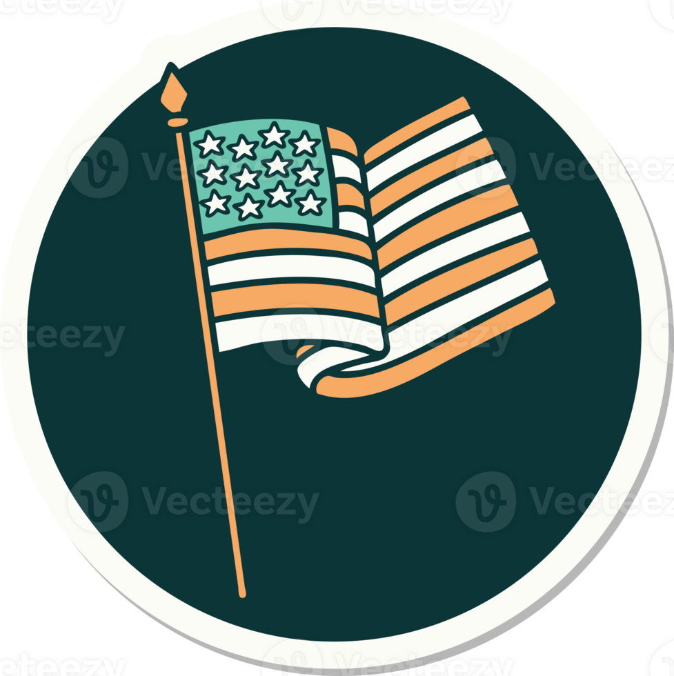 tattoo style sticker of the american flag png