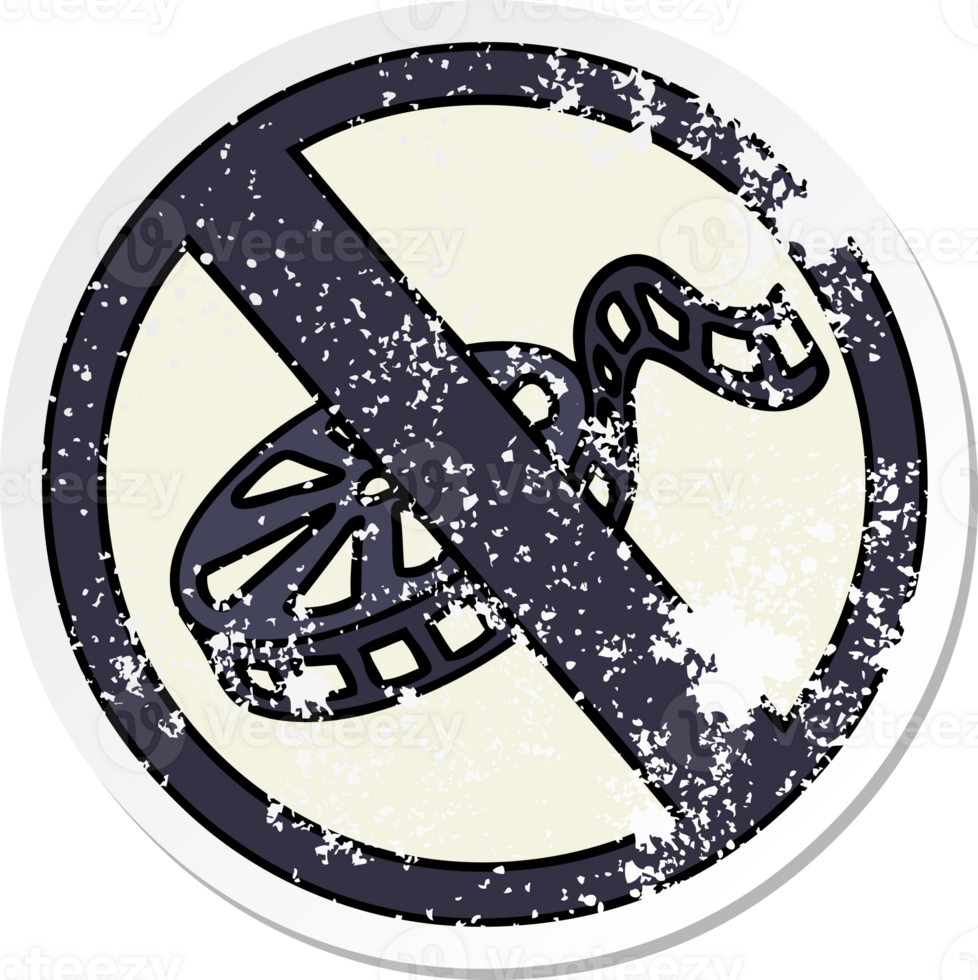 distressed sticker of a cute cartoon no movies sign png