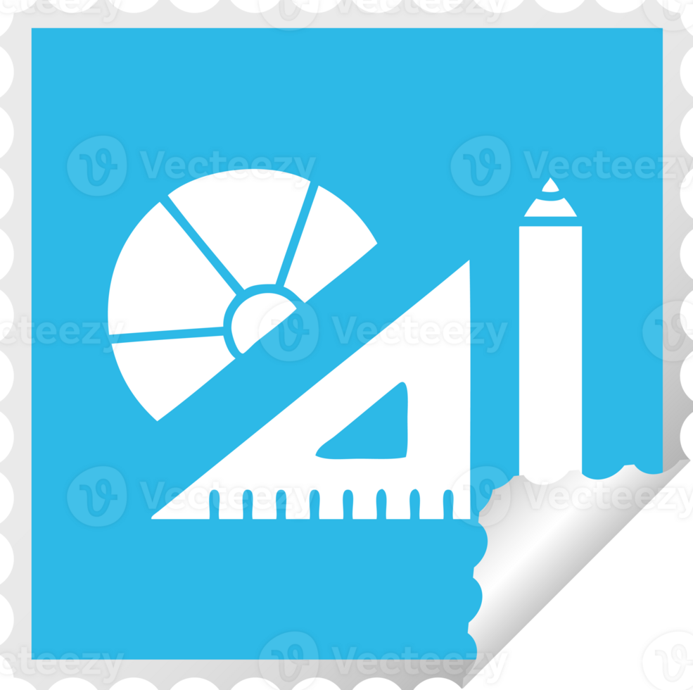 square peeling sticker cartoon maths kit png