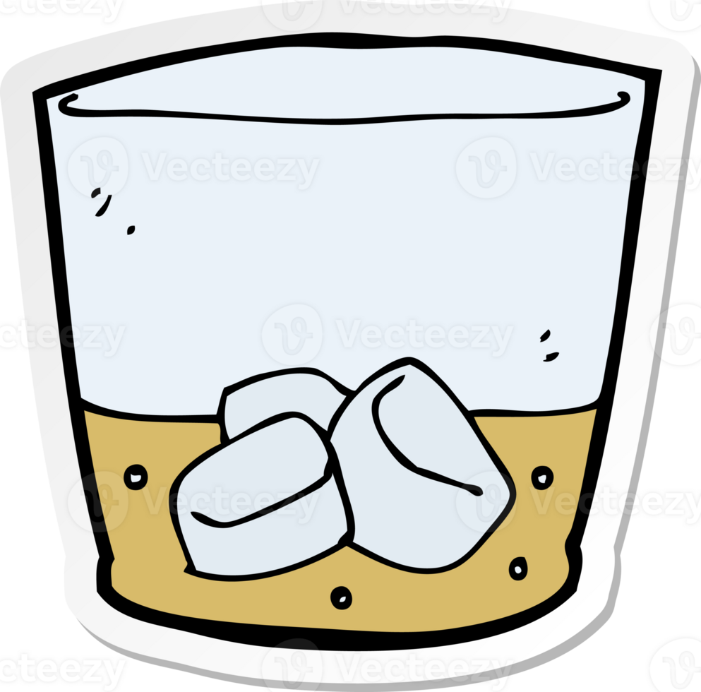 Aufkleber eines Cartoon-Whiskys im Glas png