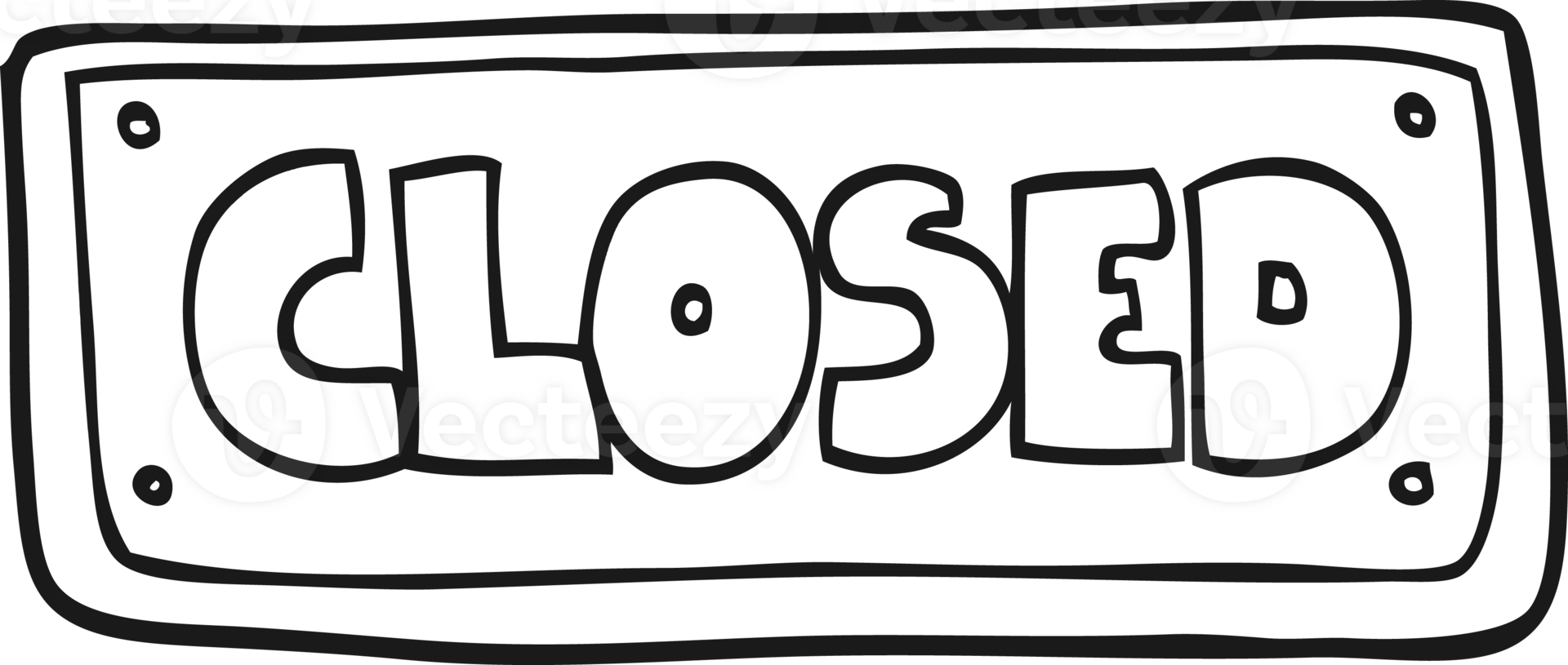 black and white cartoon closed shop sign png