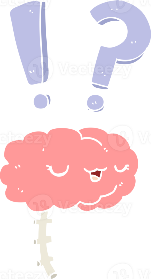 flat color style cartoon curious brain png