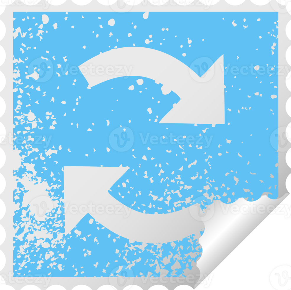 distressed square peeling sticker symbol recycling arrows png