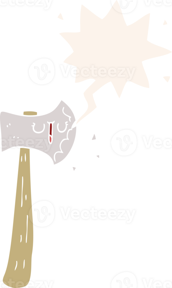 cartoon axe and speech bubble in retro style png