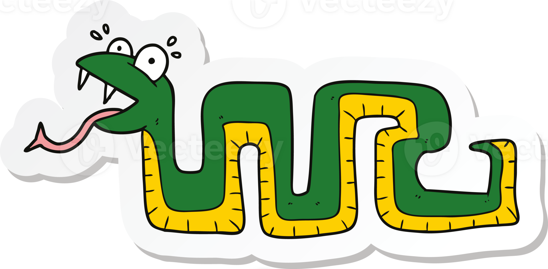 sticker of a cartoon surprised snake png