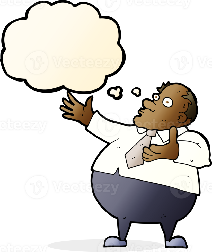 cartoon exasperated middle aged man with thought bubble png