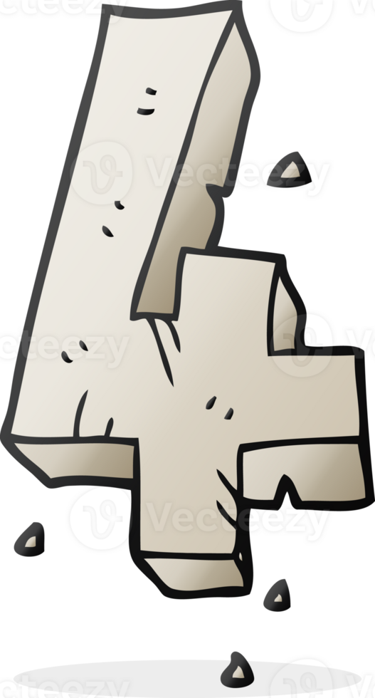 cartoon stone number four png
