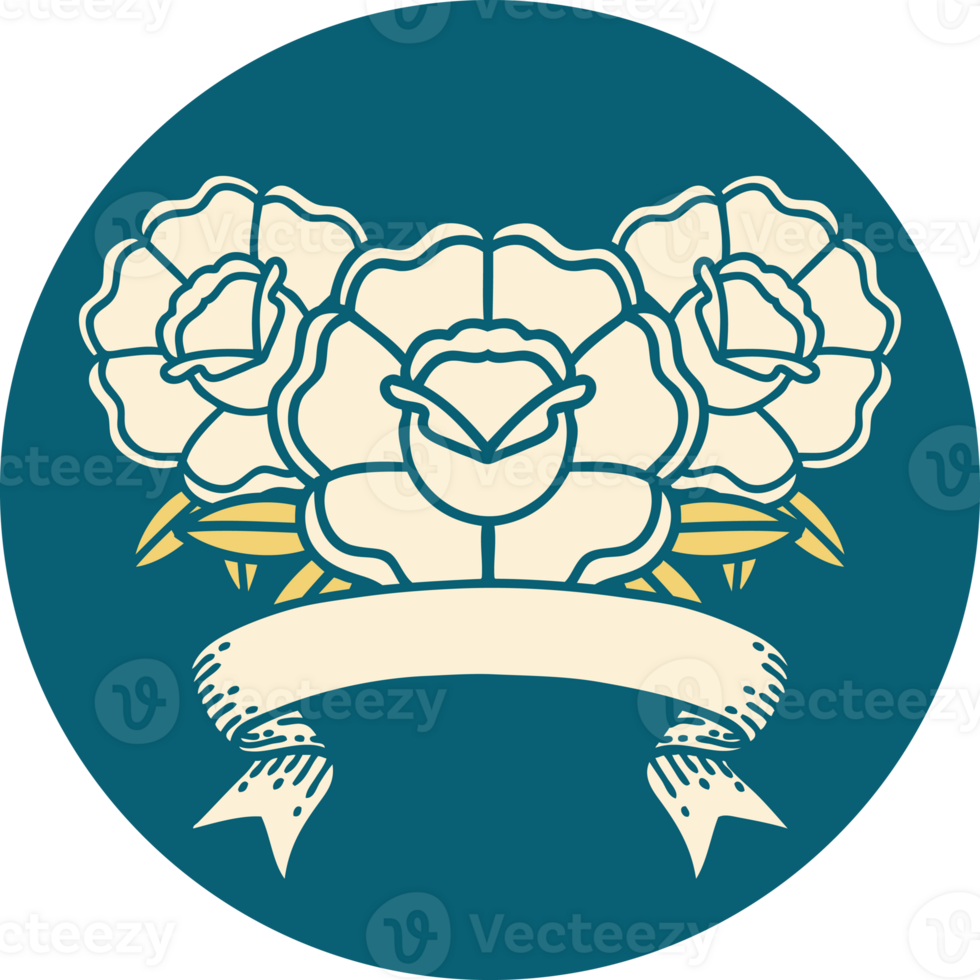 icon with banner of a bouquet of flowers png