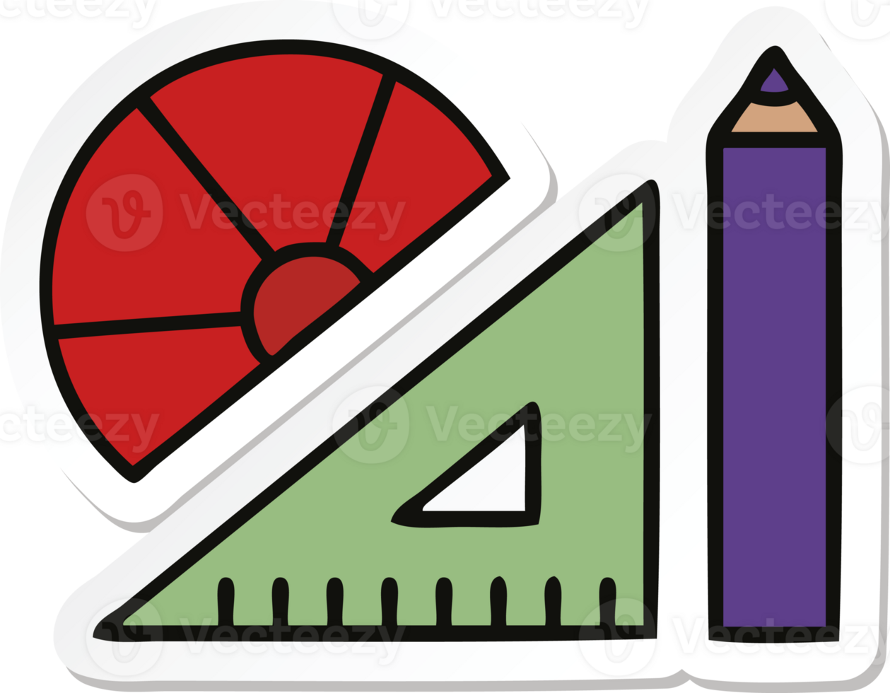 sticker of a cute cartoon maths kit png