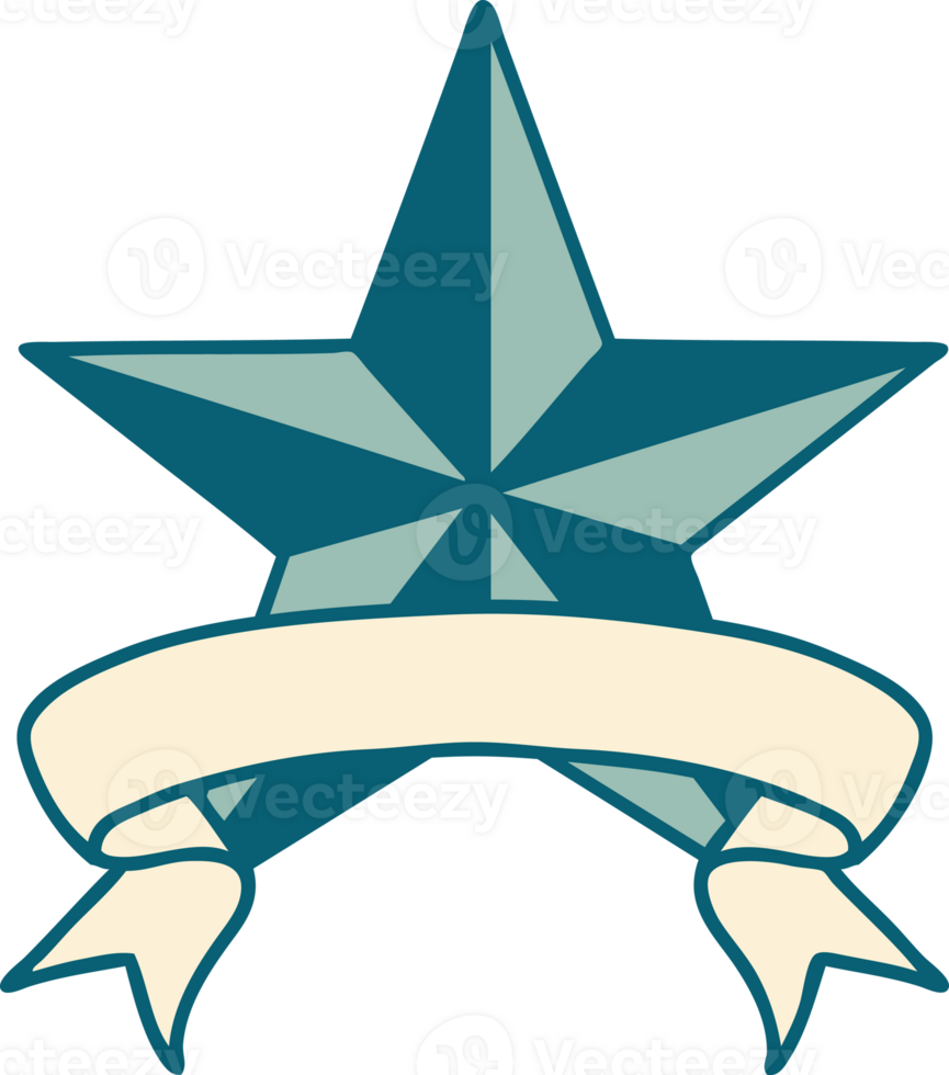 tattoo with banner of a star png