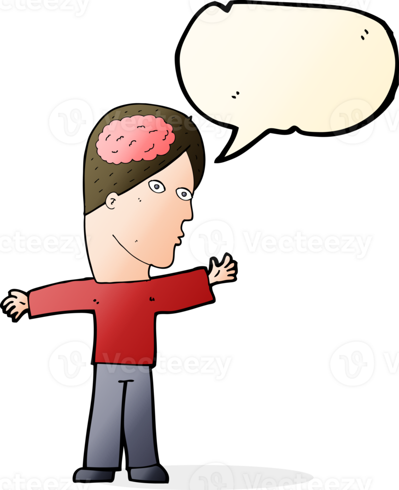cartoon man with brain with speech bubble png