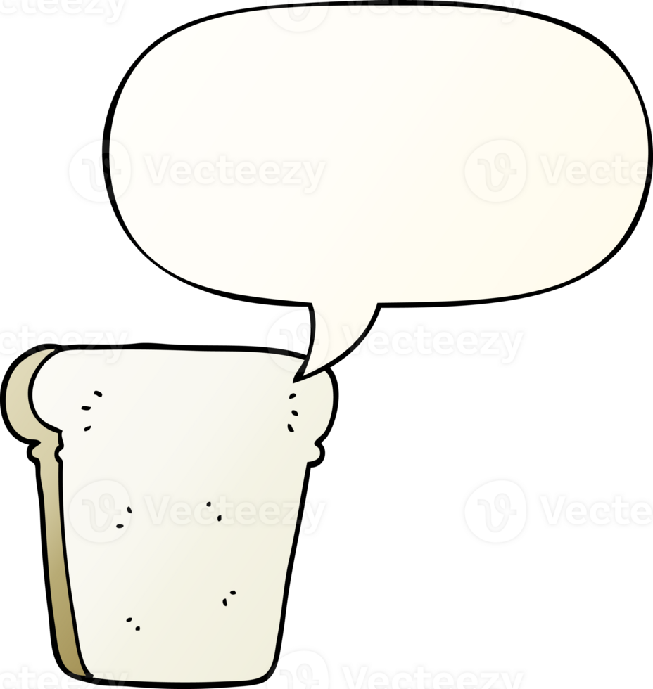 cartoon slice of bread and speech bubble in smooth gradient style png