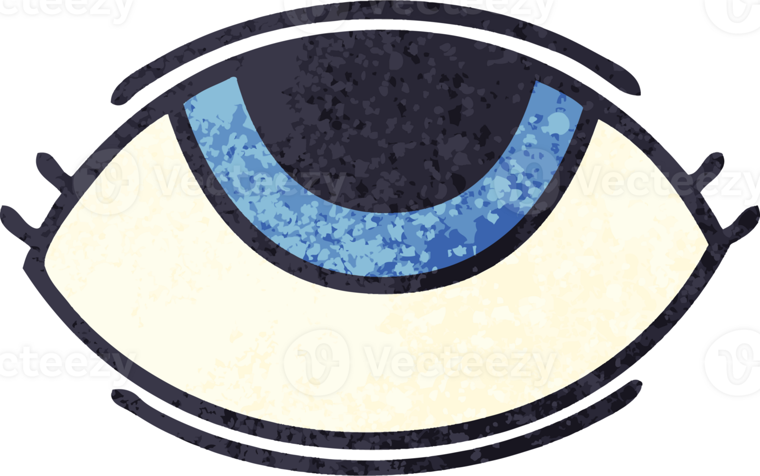 retro illustration style cartoon eye looking up png