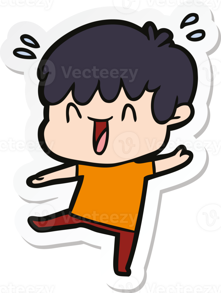sticker of a cartoon laughing boy png