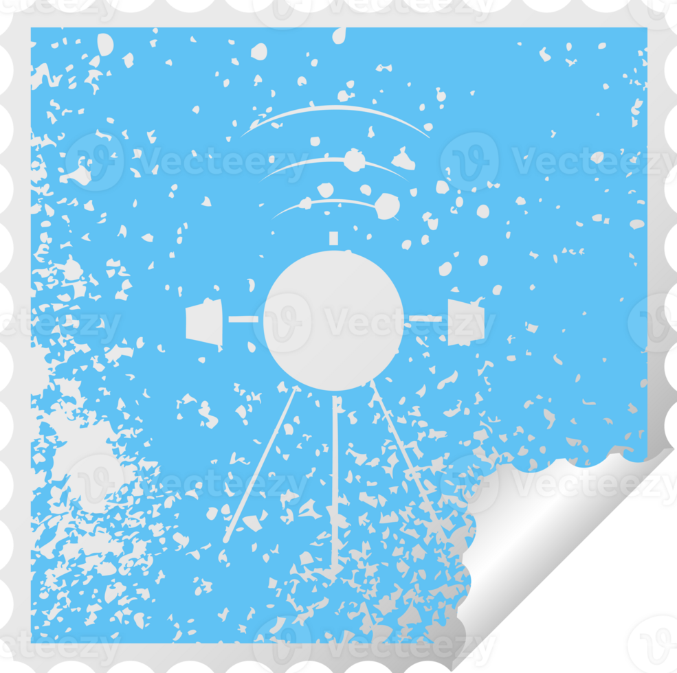 distressed square peeling sticker symbol satellite png