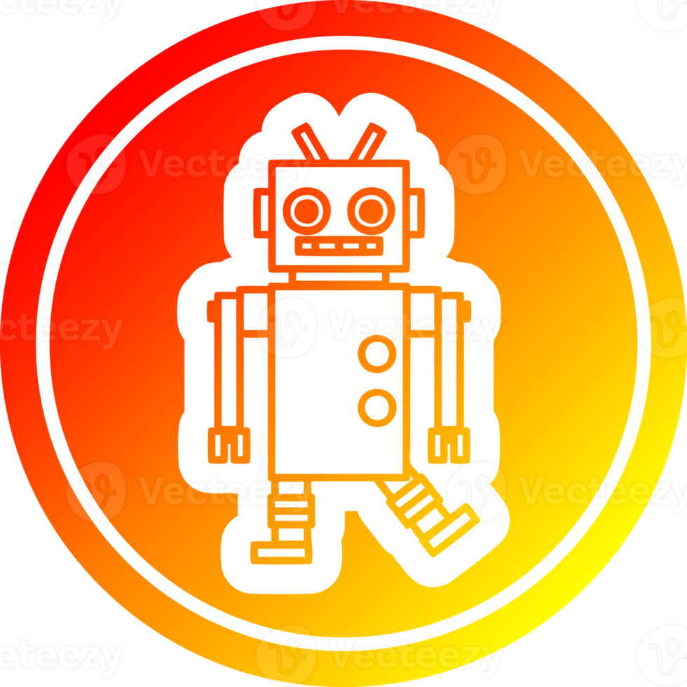 dancing robot circular in hot gradient spectrum png