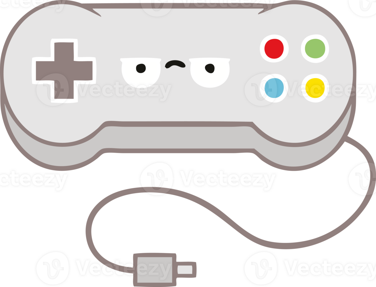 flat color retro cartoon game controller png