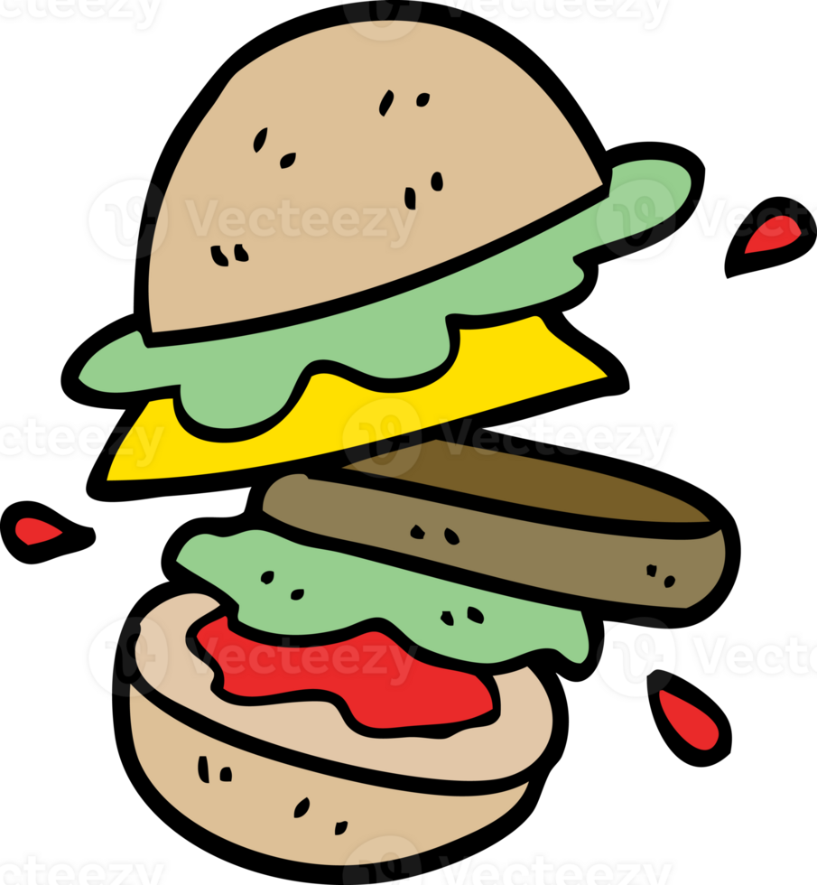 cartoon doodle burger png