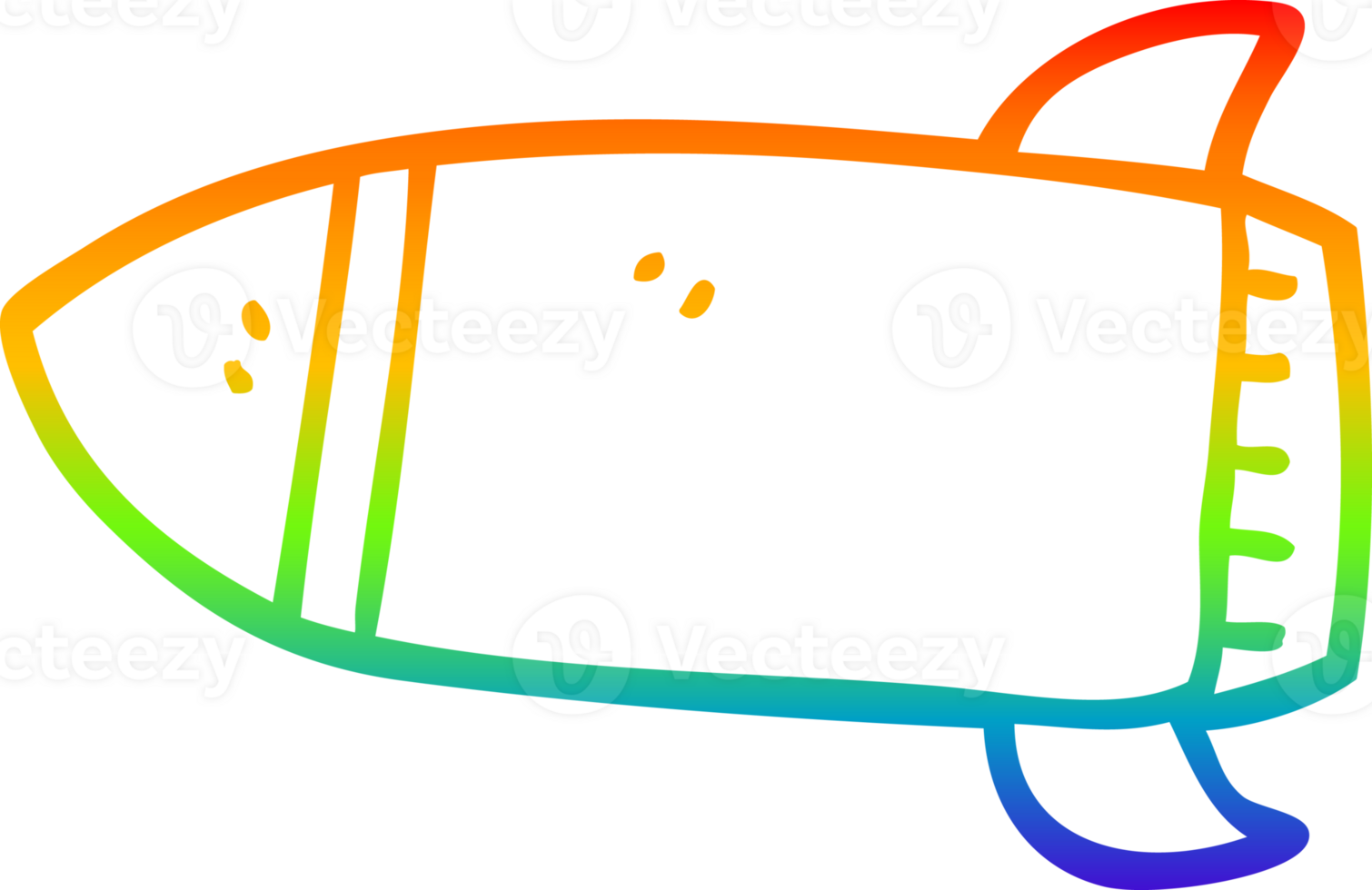 rainbow gradient line drawing cartoon rocket png