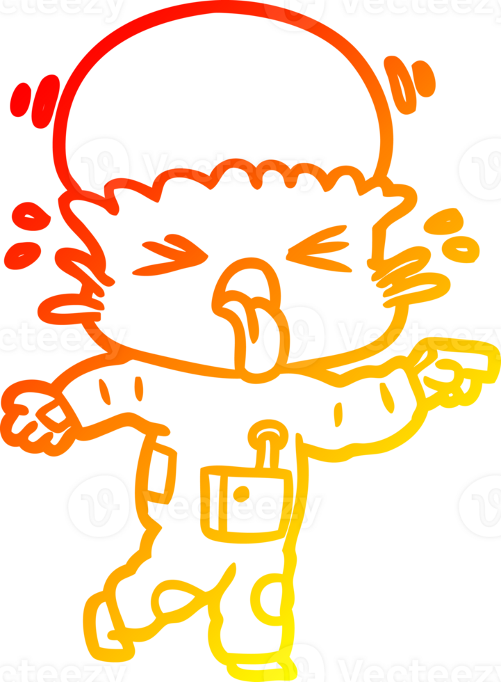 warm gradient line drawing weird cartoon alien pointing png