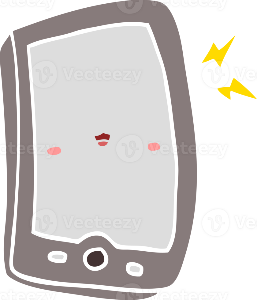 cute flat color style cartoon mobile phone png